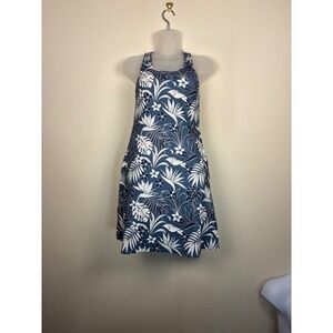 Kyodan Outdoor Dress S floral tank blue white 2 pockets shelf bra stetchy